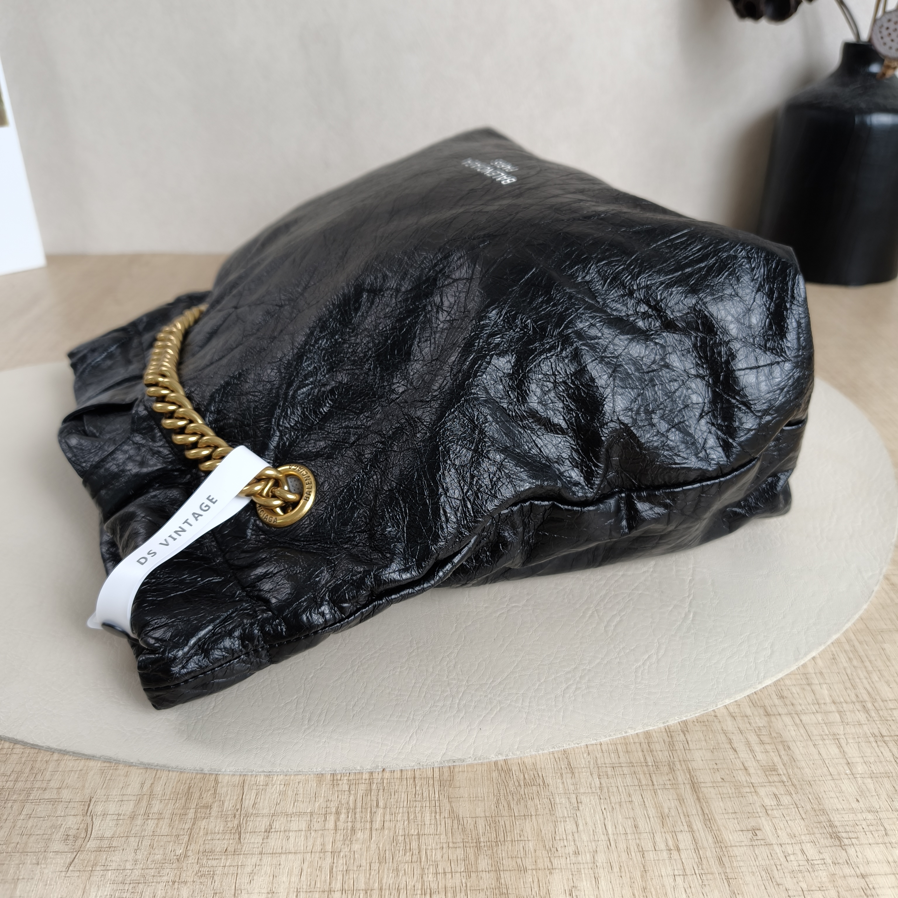 BALENCIAGA Shoulder Bag Crush Black CC alfskin Small24 × 10 × 26 cm — cover view 5 of 9
