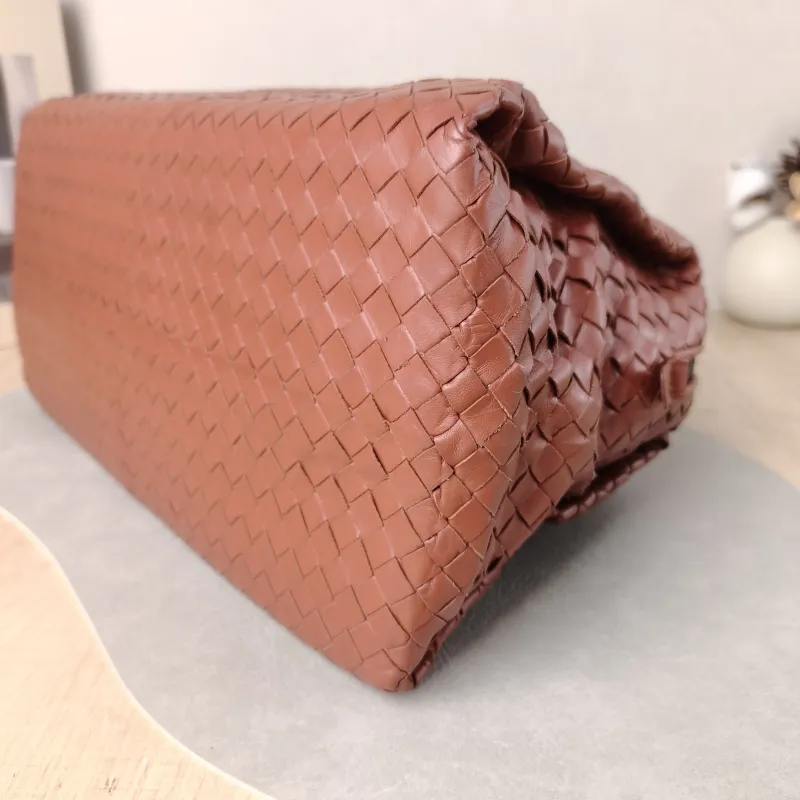 Bottega Veneta Top Handle Bag Woven Top Handle Bag Brown Calfskin One Size 34 × 16 × 20 cm — detail view 1 of 13