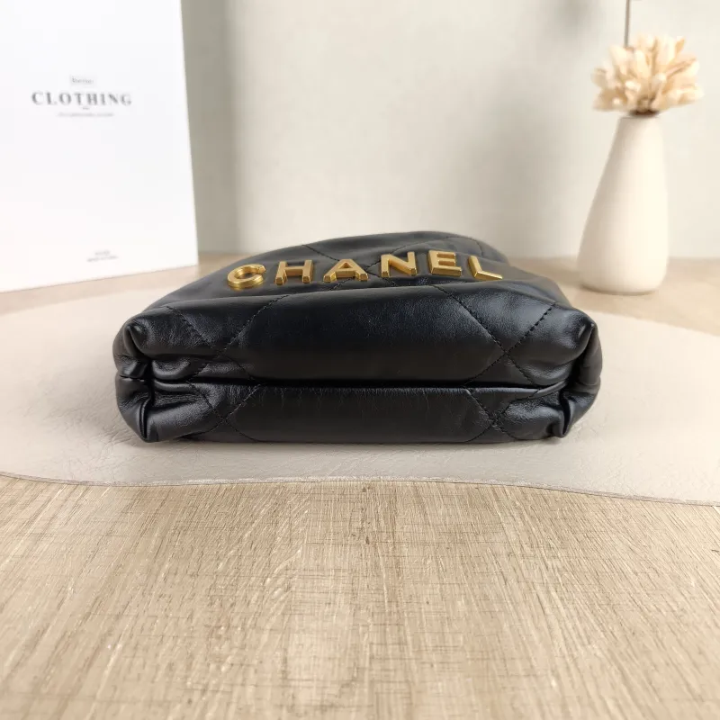 Chanel Shoulder Bag 22Bag Black CC alfskin Mini 20 × 6 × 19 cm — cover view 4 of 5