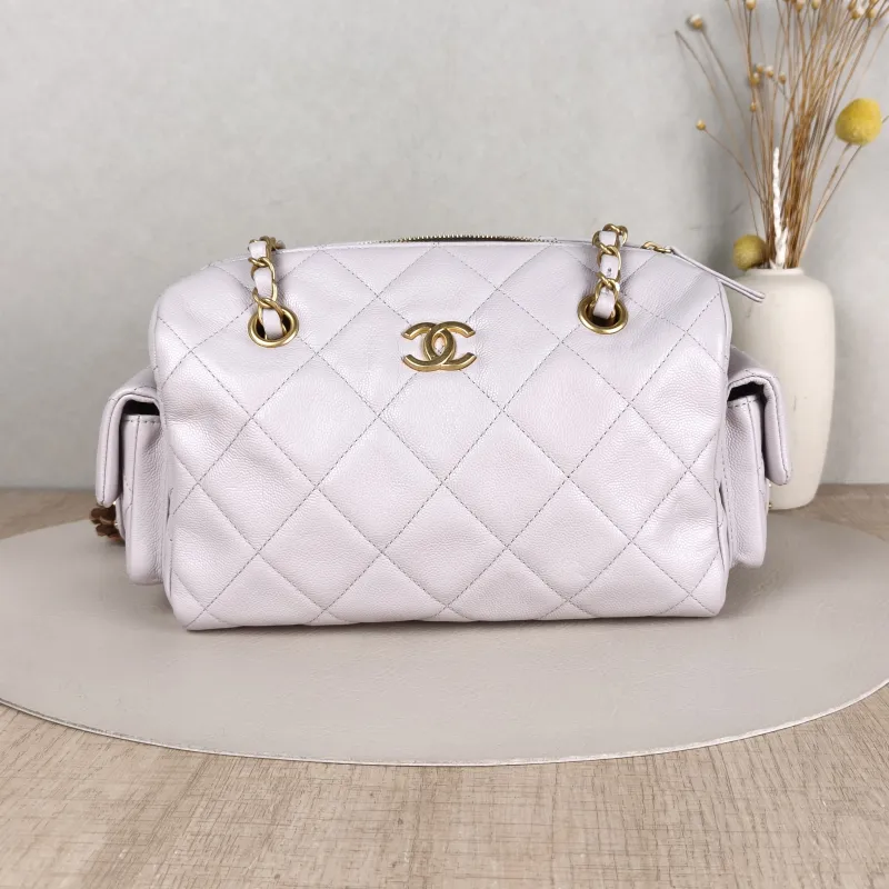 Chanel Shoulder Bag Bowling Bag Calfskin One Size24 × 13 × 15 cm