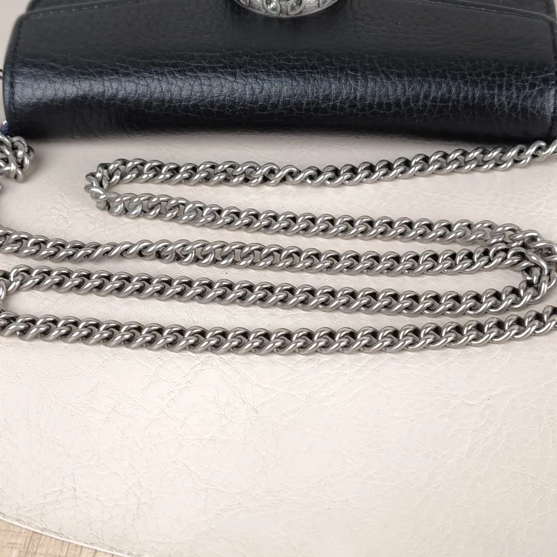 GUCCI Crossbody Bag Dionysus Black Calfskin Mini 16.5 × 4.5 × 10 cm — detail view 11 of 13