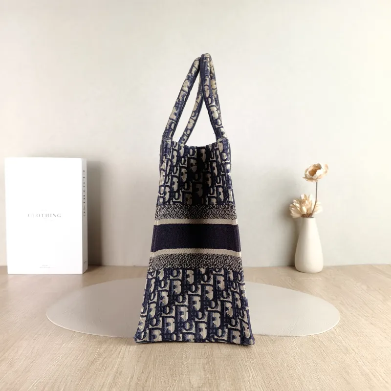 DIOR Top Handle Bag Book Tote Blue Canvas Medium 36 × 16.5 × 27.5 cm — detail view 4 of 10