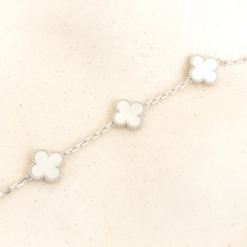 Van Cleef & Arpels Bracelet Alhambra Alhambra Collection Five-Motif Bracelet Pearl · White Mother-of-Pearl 18KW hite Gold Pearl Vintage Small 1.5 ×… — cover view 2 of 8