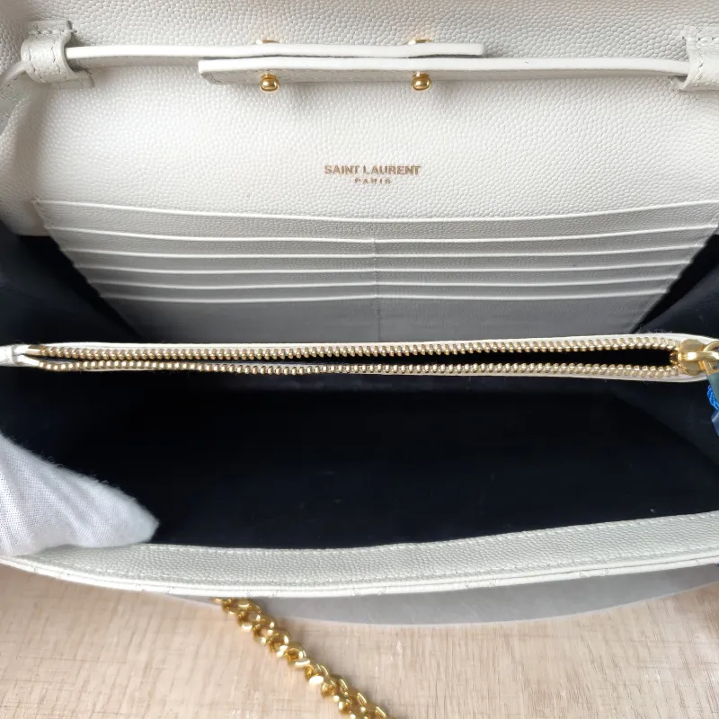 SAINT LAURENT Crossbody Bag ENVELOPE White Calfskin Small21 × 6 × 13 cm — detail view 9 of 13