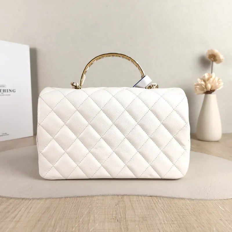 Chanel Crossbody Bag Handle White Grained Calfskin One Size 22 × 7 × 14 cm — cover view 5 of 6