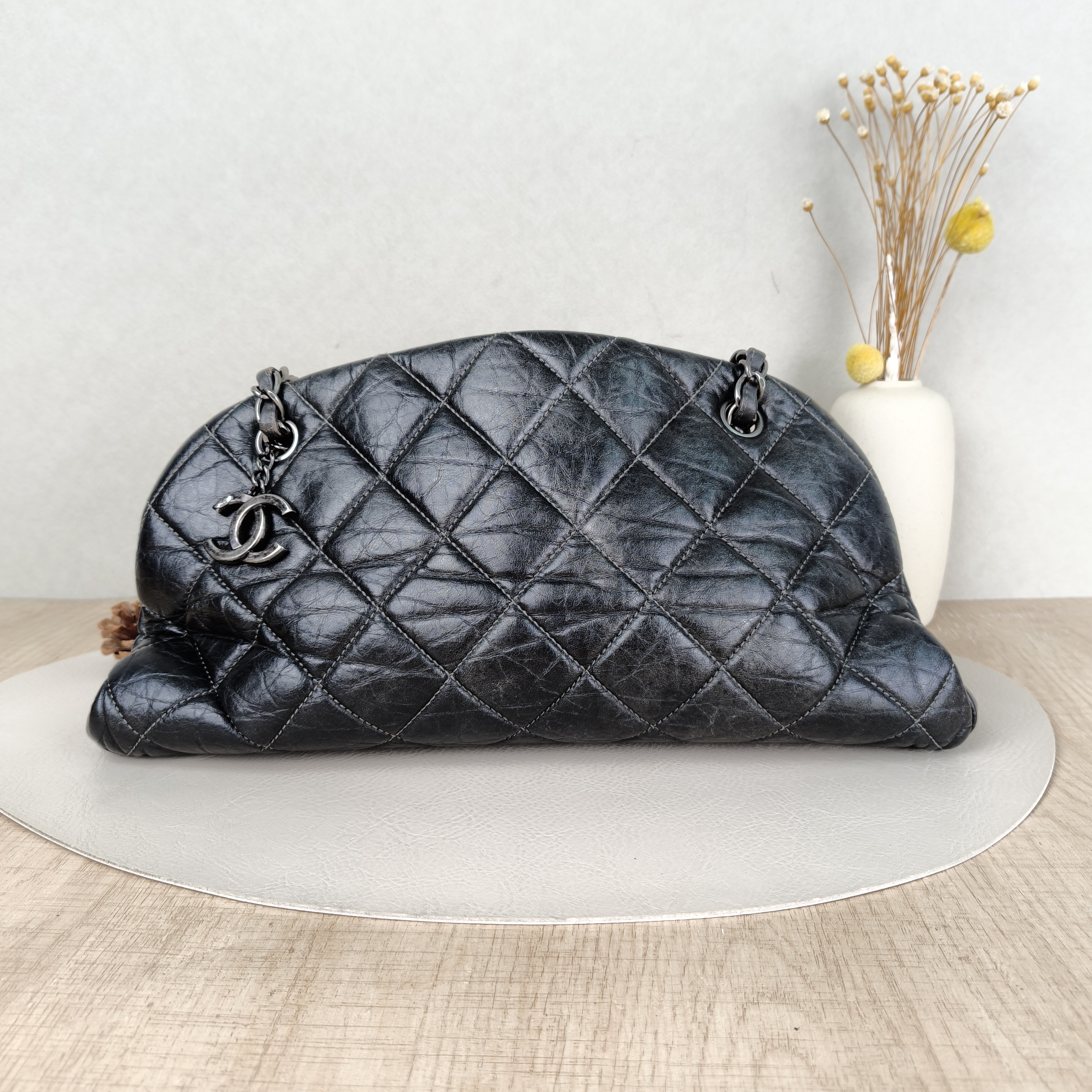 Chanel Shoulder Bag tote Black Waxed Leather One Size36 × 11 × 17 cm