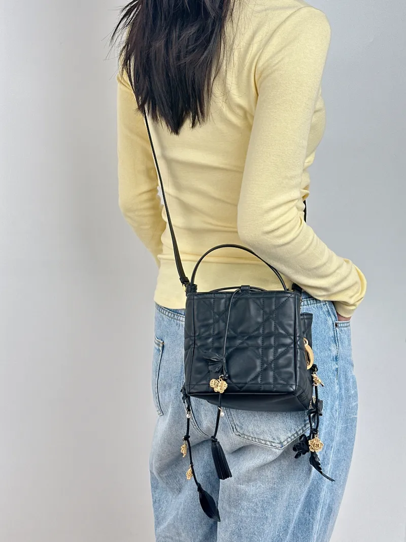 DIOR Shoulder Bag Nolita Black Calfskin One Size 14 × 14 × 14 cm — on-model view 1 of 3