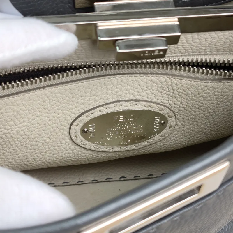 FENDI peekaboo Shoulder Bag Grey Calfskin · Shoulder Strap · 34 × 13 × 26 cm — detail view 2 of 10