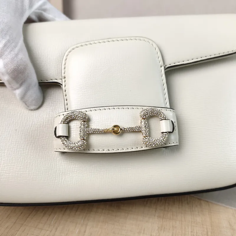 GUCCI Crossbody Bag Horsebit 1955 Horsebit Small White Calfskin Small 24 × 5.5 × 13 cm — detail view 10 of 13