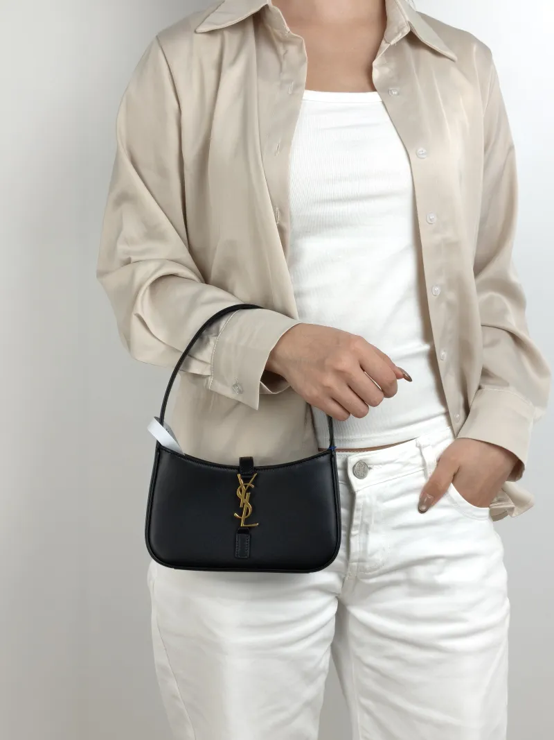 SAINT LAURENT Shoulder Bag LE 5 À 7 Black Calfskin Mini 19 × 4.5 × 11.5 cm — on-model view 2 of 2