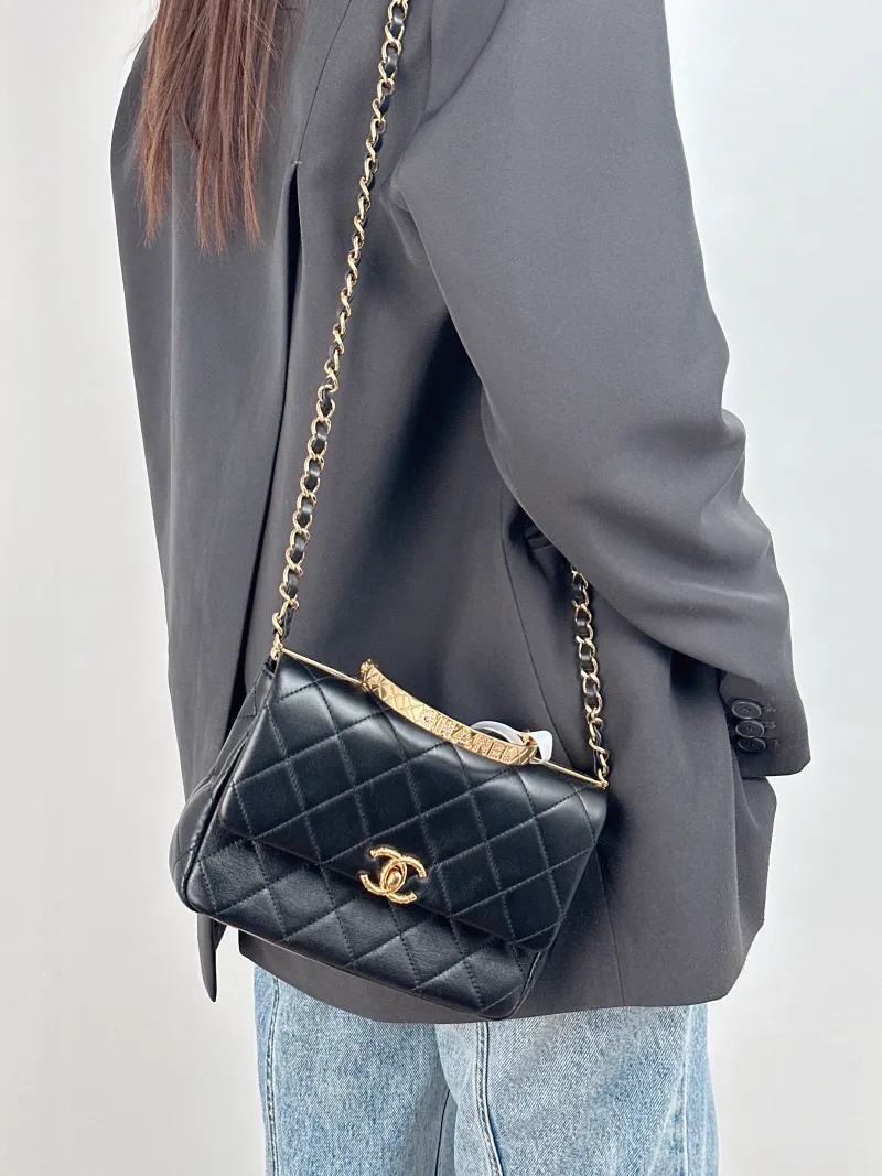 Chanel Crossbody Bag 24c mini Black Lambskin One Size 20.5 × 6 × 14 cm — on-model view 3 of 3