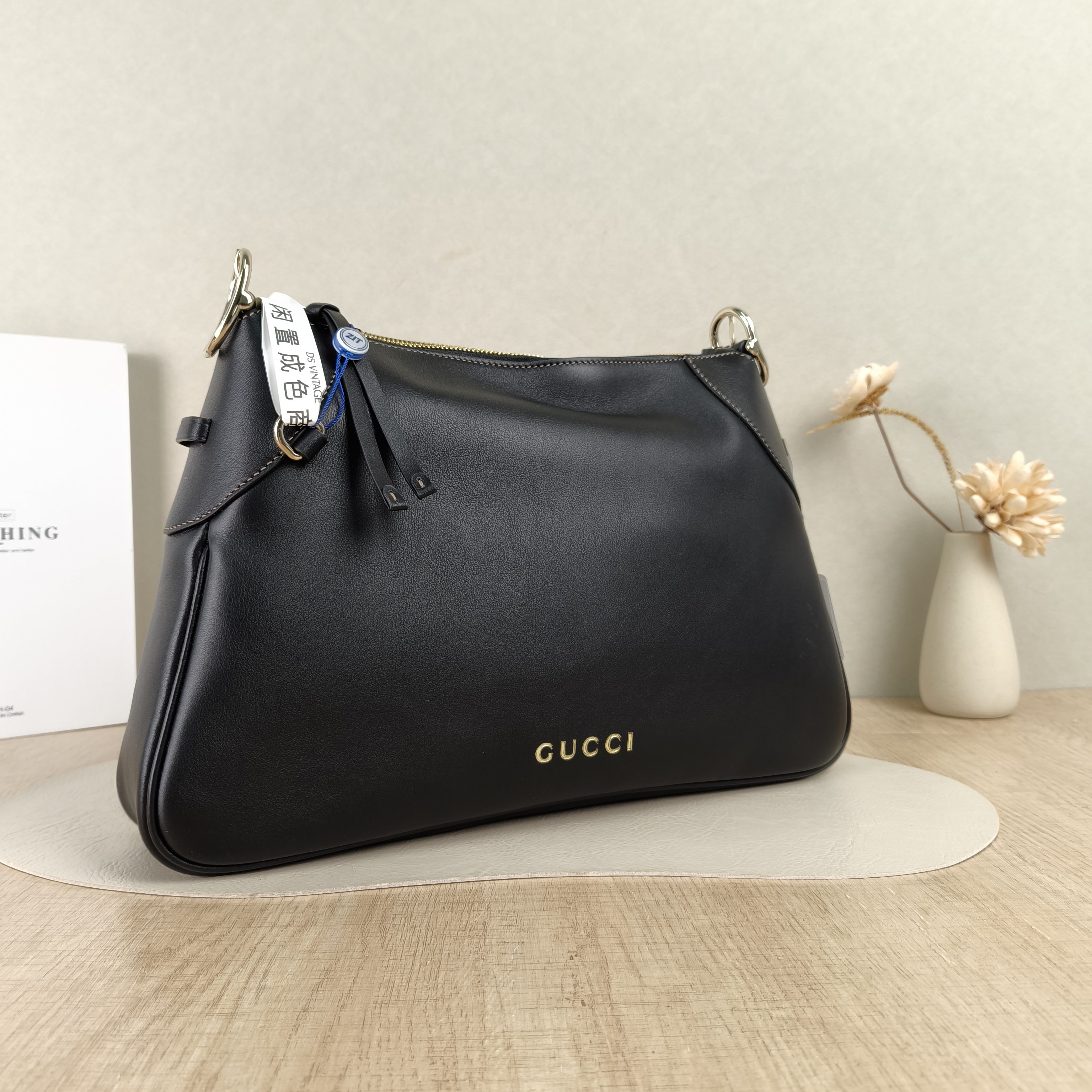 GUCCI Shoulder Bag GG Emblem hobo Black Calfskin Large37 × 8 × 23 cm — cover view 4 of 6