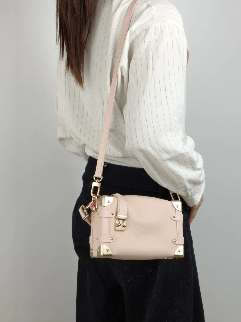 Louis Vuitton Crossbody Bag Side Trunk Box Pink Calfskin Small 18 × 8 × 12.5 cm — on-model view 2 of 3