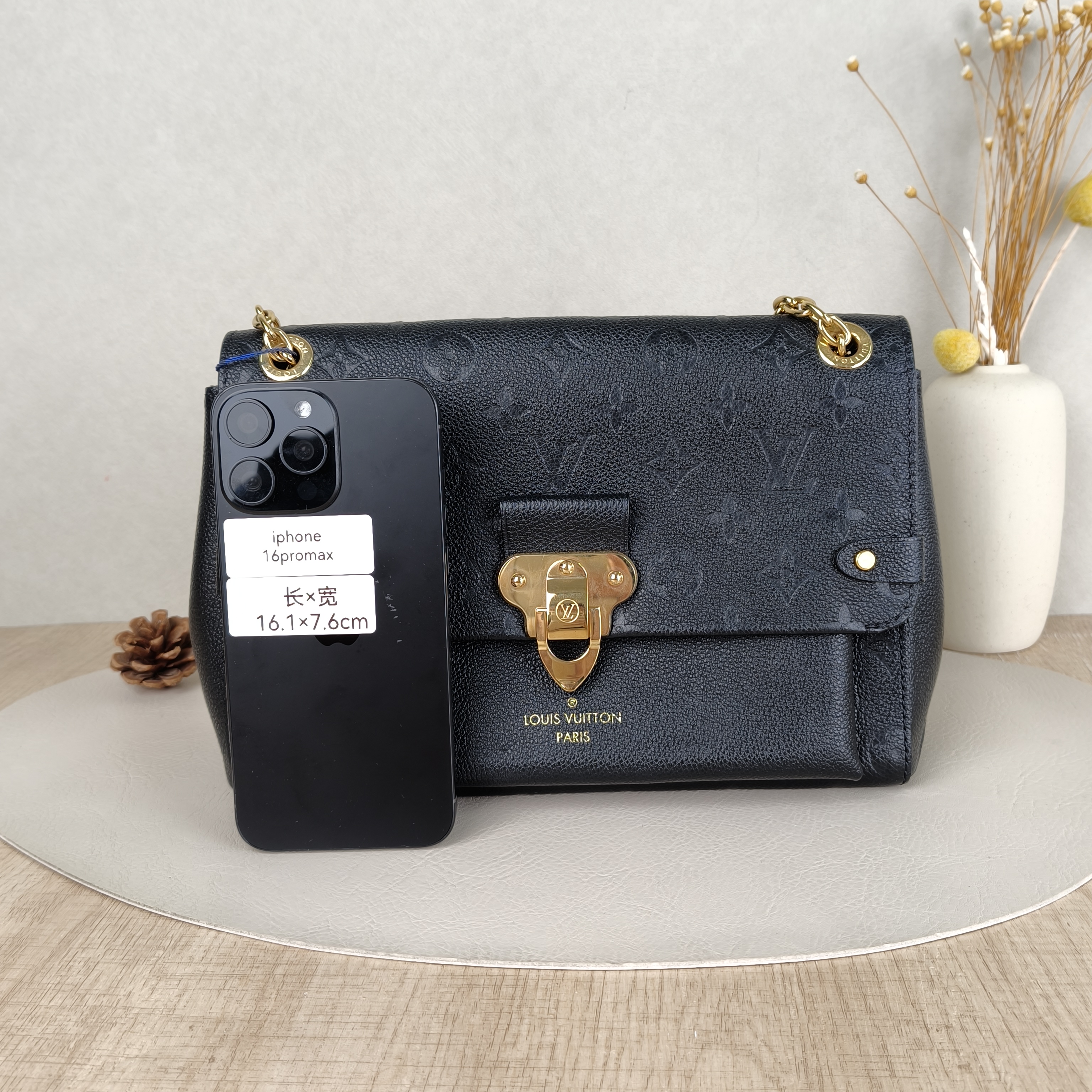 Louis Vuitton Shoulder Bag VAVIN Black Empreinte Embossed Calfskin Monogram Small25 × 9.5 × 17 cm — cover view 5 of 5