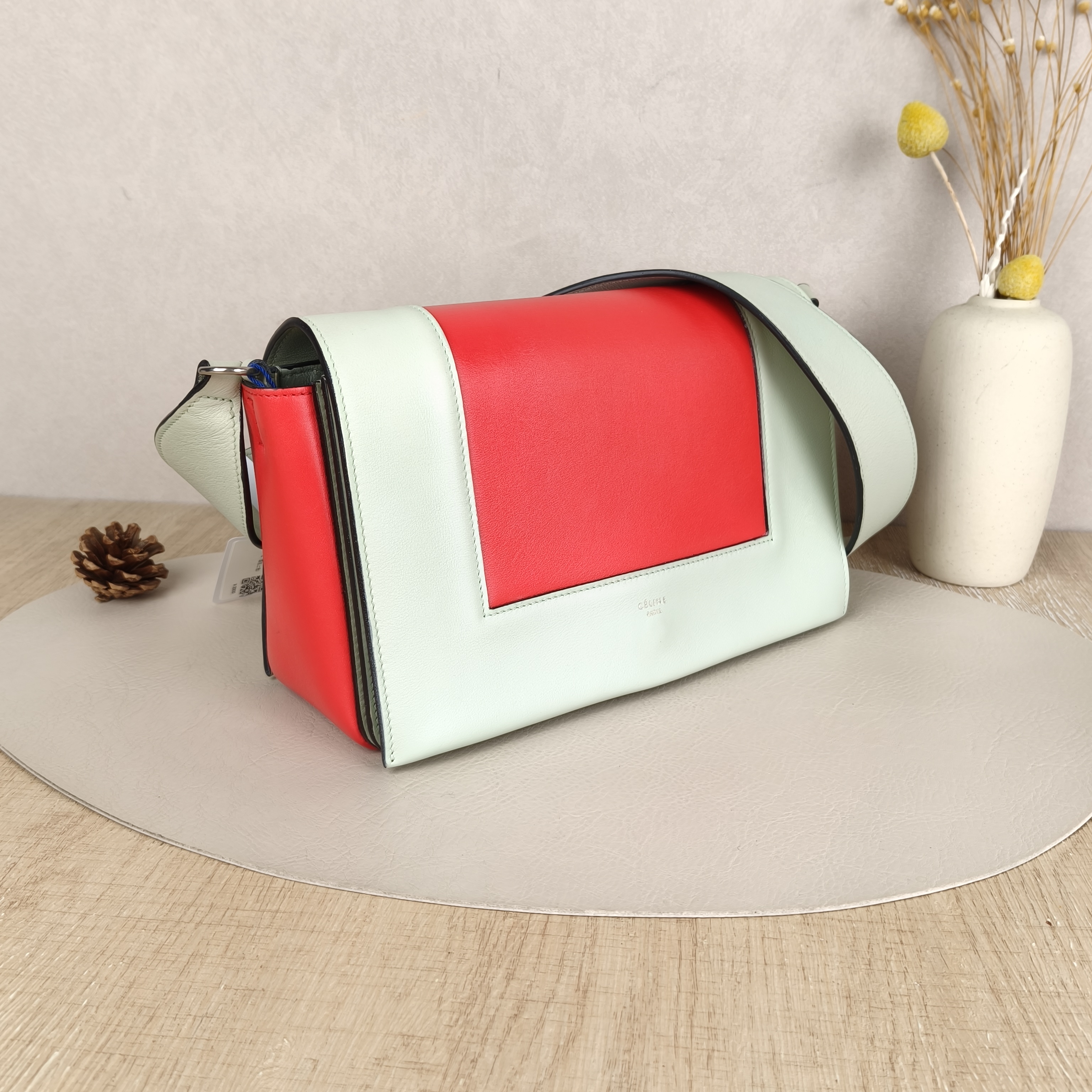 CELINE Crossbody Bag Crossbody Bag Red Green Calfskin One Size25 × 7.5 × 16 cm — cover view 8 of 8