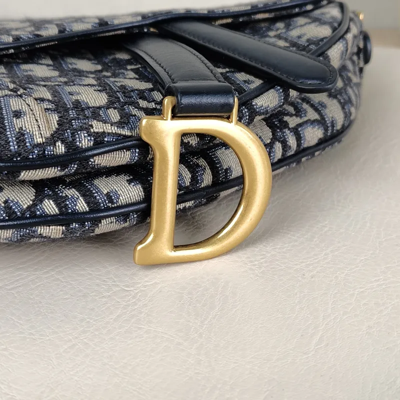 DIOR Top Handle Bag Saddle Blue Canvas Mini 19 × 6 × 15 cm — detail view 5 of 11