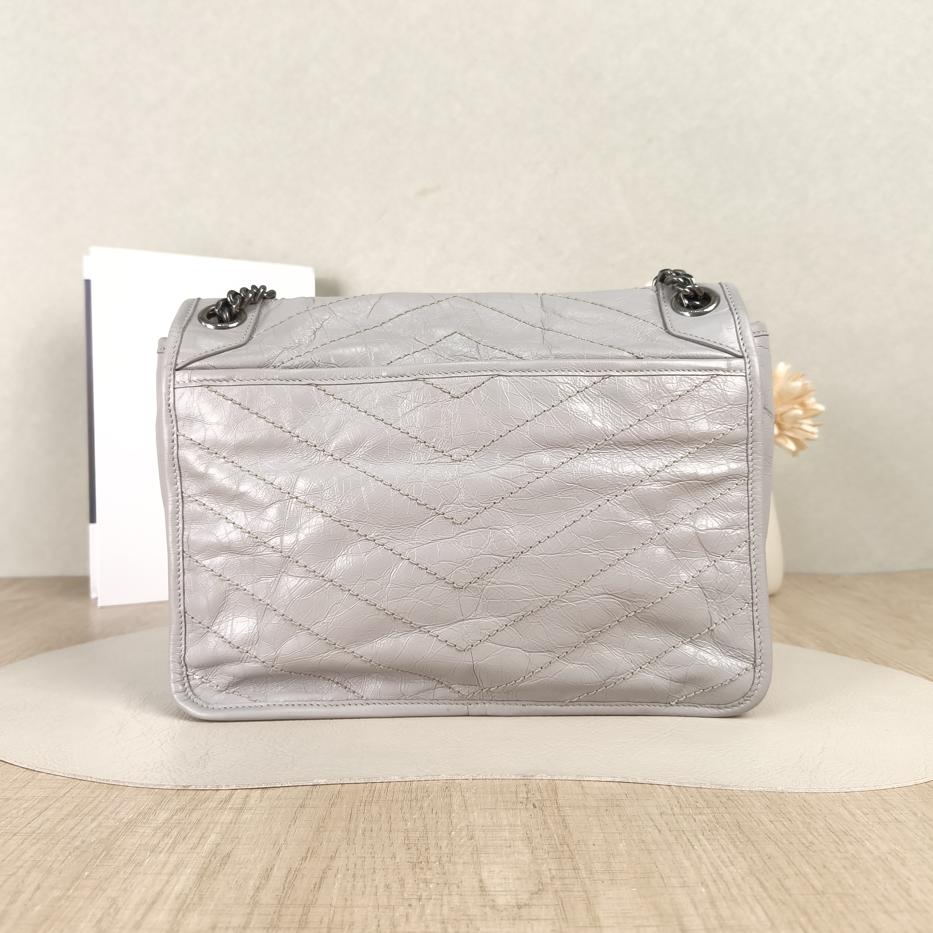 SAINT LAURENT Crossbody Bag Niki Grey Waxed Leather Calfskin Medium28 × 8.5 × 20 cm — cover view 2 of 5