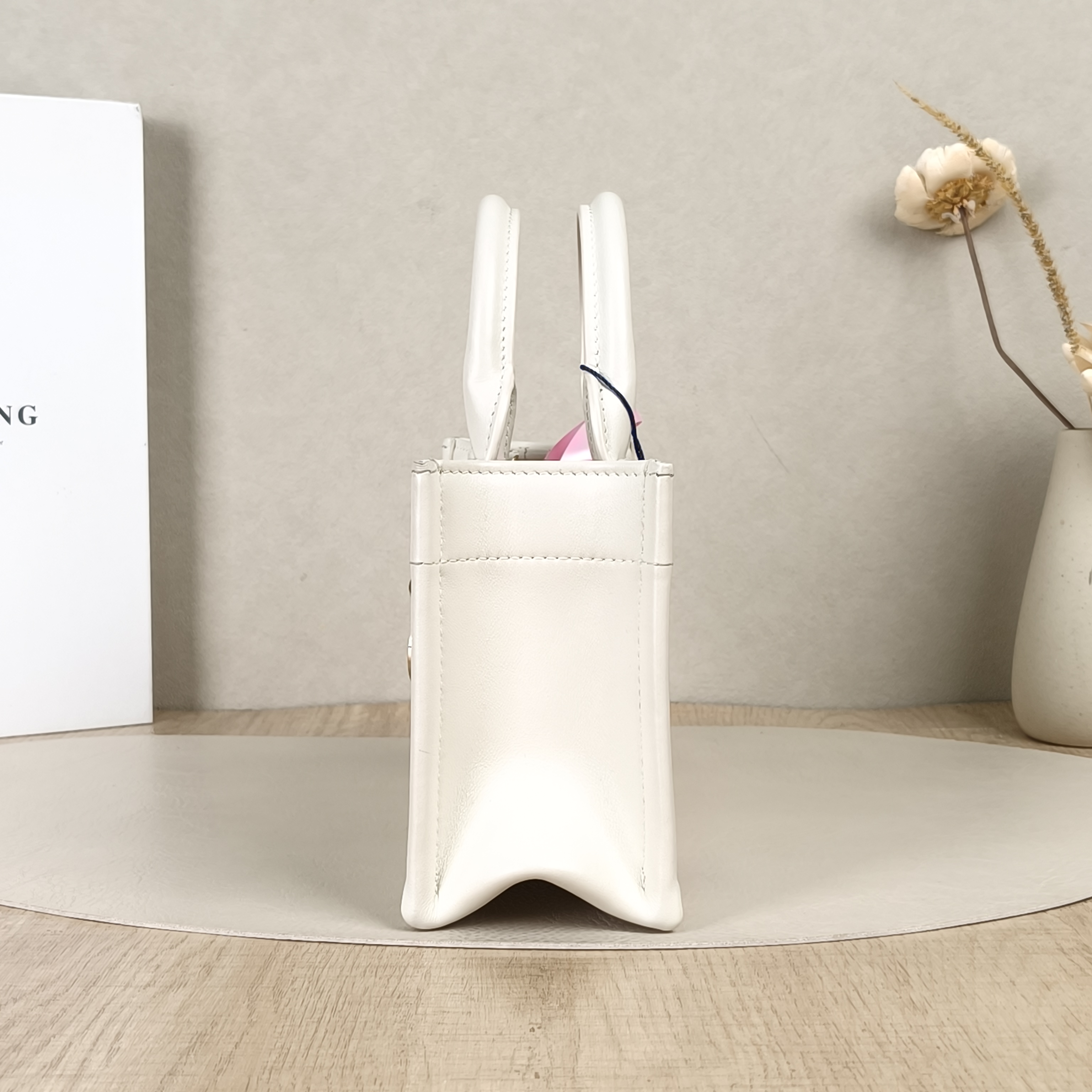 DIOR Top Handle Bag Book Tote White Calfskinmini21.5 × 7.5 × 13 cm — cover view 3 of 8
