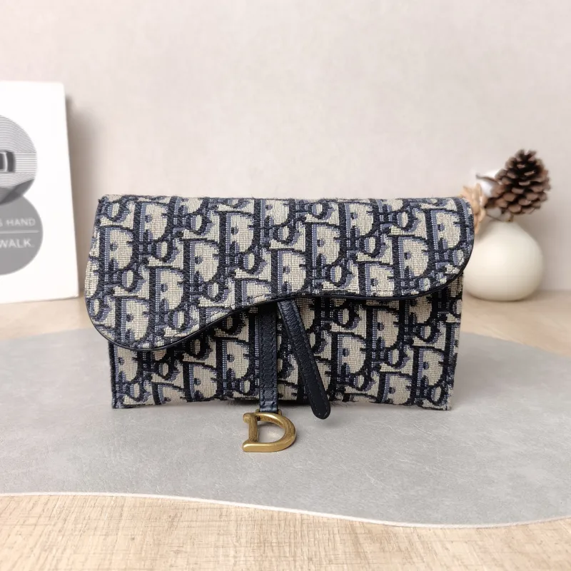 DIOR Crossbody Bag woc Blue Canvas Small 19 × 3 × 11.5 cm