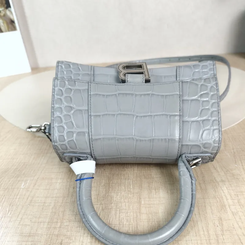 BALENCIAGA Crossbody Bag Hourglass Hourglass Bag Grey Calfskin Mini 19 × 6.5 × 12 cm — detail view 2 of 14
