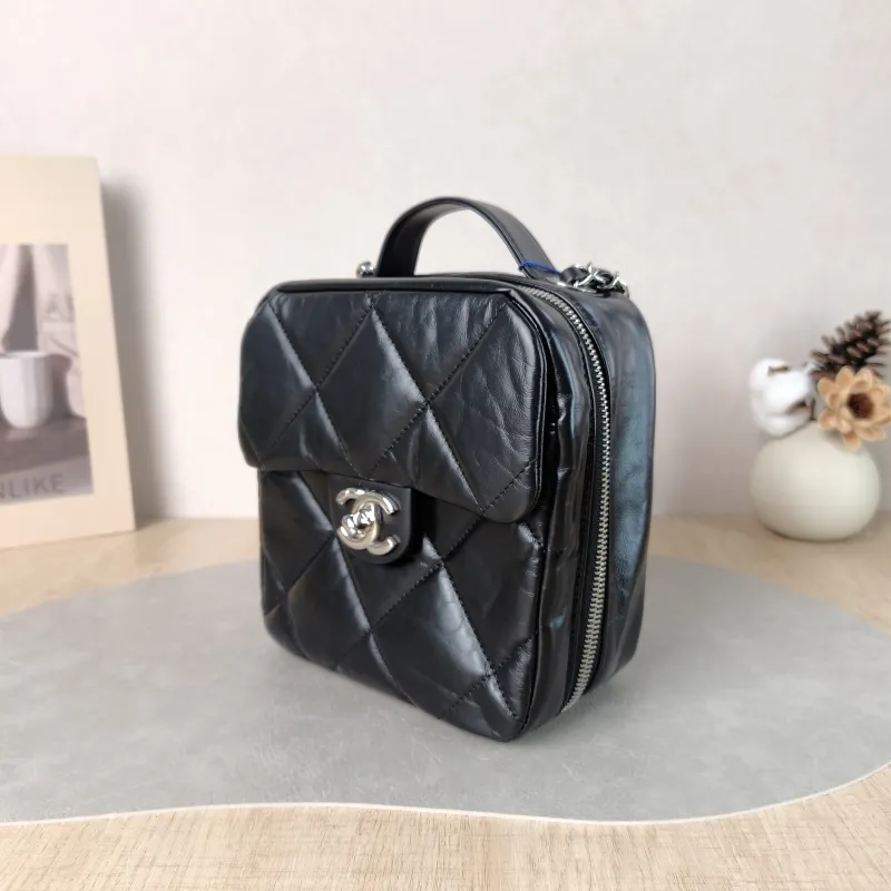 Chanel Crossbody Bag Camera Bag Black Waxed Leather 16.5 × 8.5 × 18 cm 28 — cover view 4 of 5