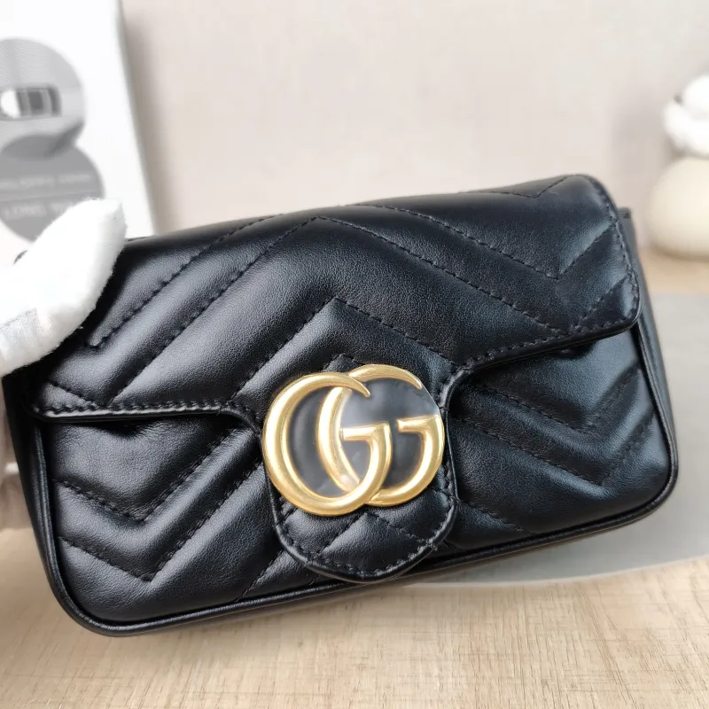 GUCCI Crossbody Bag GG Marmont Mini Marmont Mini Black Calfskin Mini 16.5 × 4.5 × 9.5 cm — detail view 13 of 13