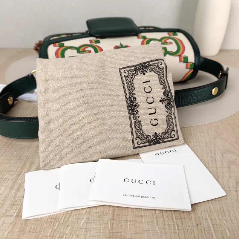 GUCCI Crossbody Bag Horsebit 1955 Horsebit Medium Colorblock Canvas Medium 25 × 8 × 18 cm — detail view 5 of 12