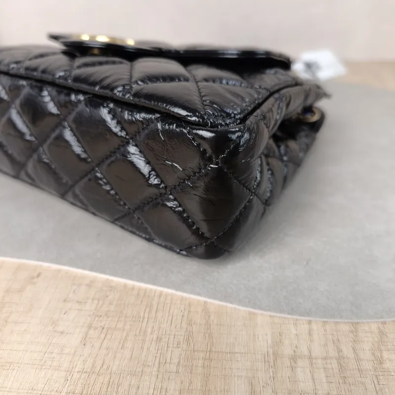 Chanel Crossbody Bag HOBO Black Waxed Leather Calfskin Small 19 × 6 × 17 cm — detail view 9 of 12