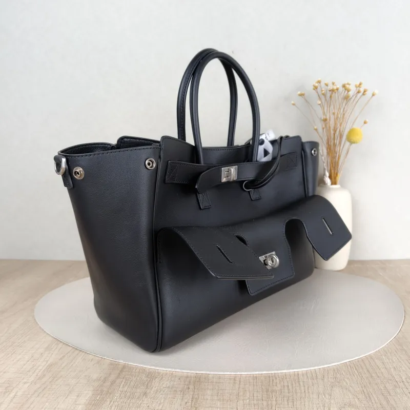 BALENCIAGA Top Handle Bag Bel air Black Calfskin Small 30 × 12 × 20.5 cm — cover view 3 of 5