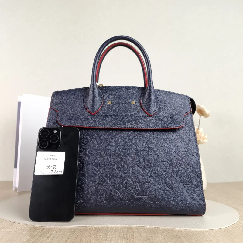 Louis Vuitton Top Handle Bag Pont Neuf Top Handle Bag Blue Calfskin 30 × 11 × 24.5 cm — cover view 3 of 5