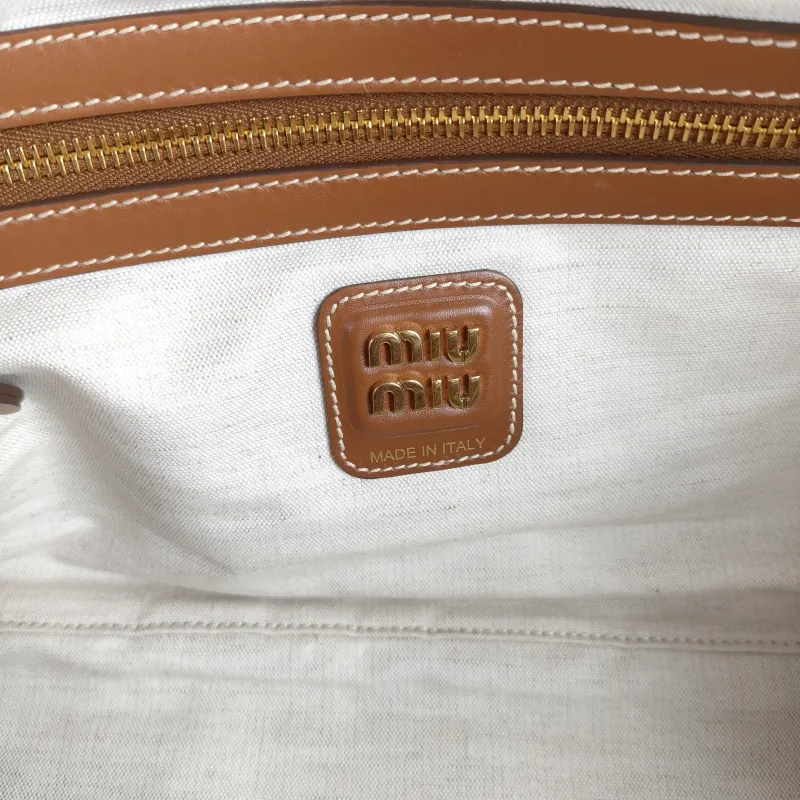 Miumiu Top Handle Bag Beau Brown Canvas · Calfskin Large34 × 10 × 20 cm — detail view 2 of 13