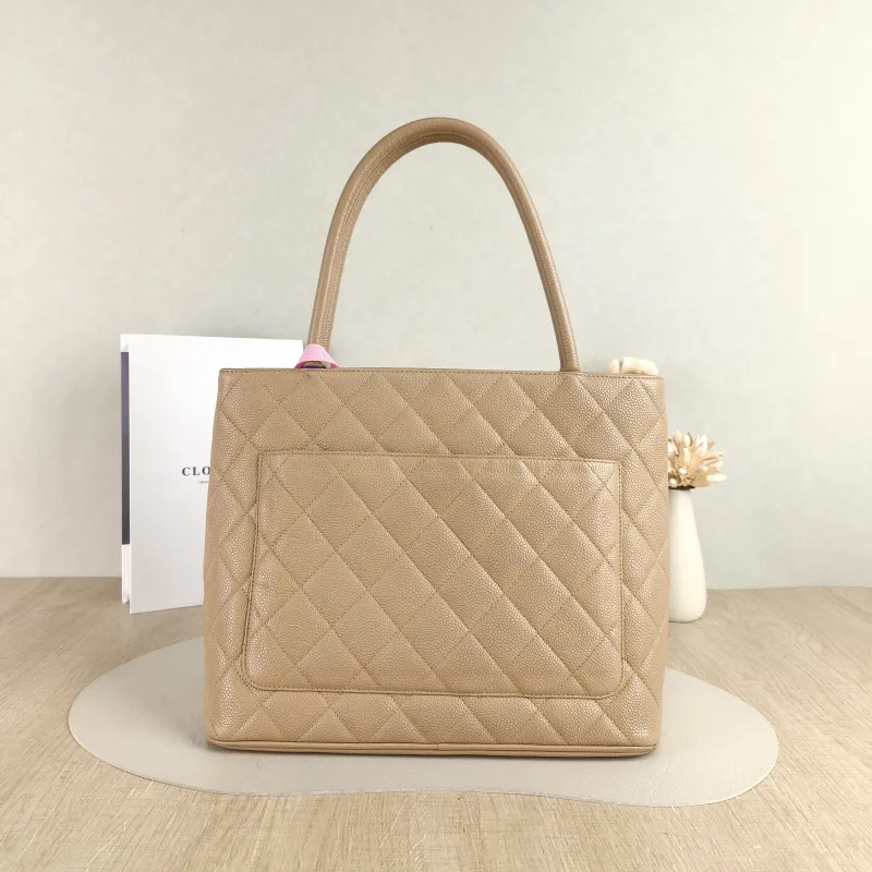 Chanel Top Handle Bag Medallion Taupe Grained Calfskin Large 30 × 15 × 24 cm 7 — cover view 3 of 5