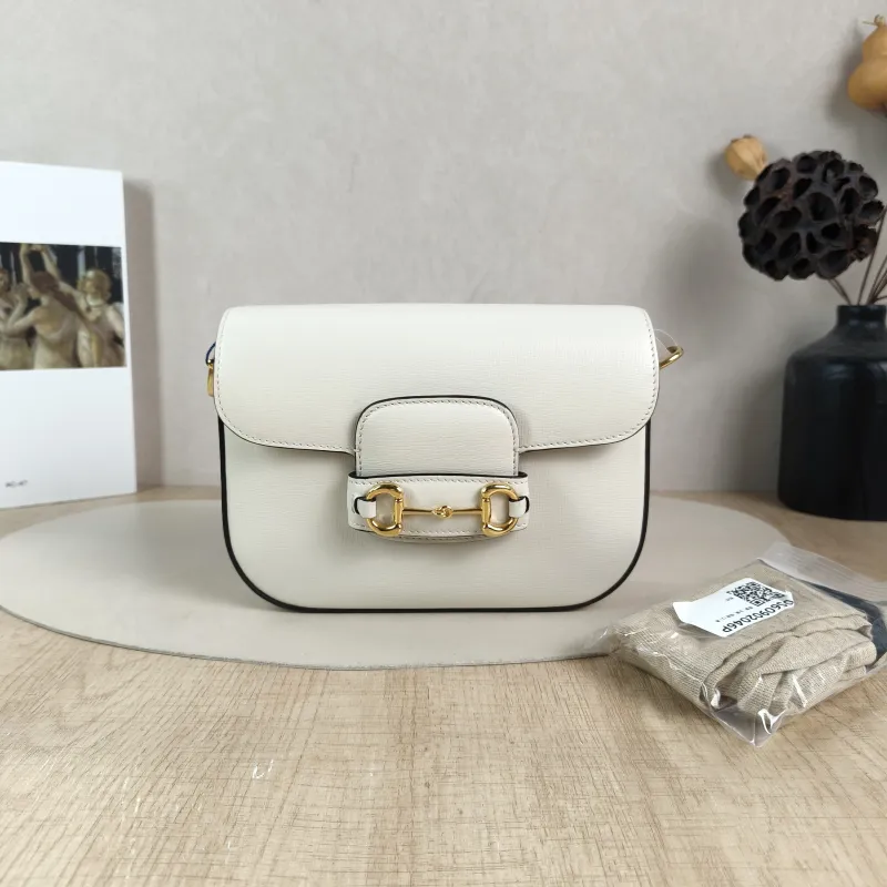 GUCCI Crossbody Bag Horsebit 1955 Horsebit Small White Calfskin Small 20.5 × 5 × 14.5 cm — cover view 3 of 6