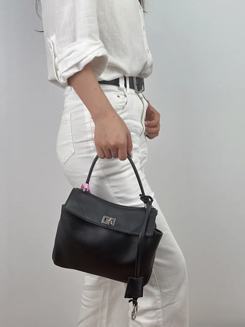 BALENCIAGA Crossbody Bag RODEO Black CC alfskin Mini 23 × 10 × 17 cm — on-model view 2 of 2