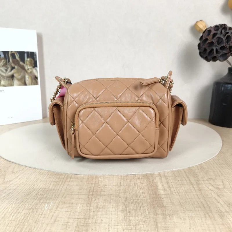 Chanel Crossbody Bag Camera Bag Taupe Lambskin One Size 18 × 9 × 12 cm — cover view 3 of 5