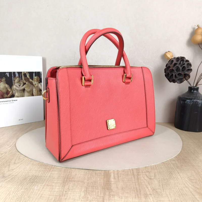 MCM Shoulder Bag Tote Bag Red Canvas 31 × 10 × 19 cm — cover view 2 of 5