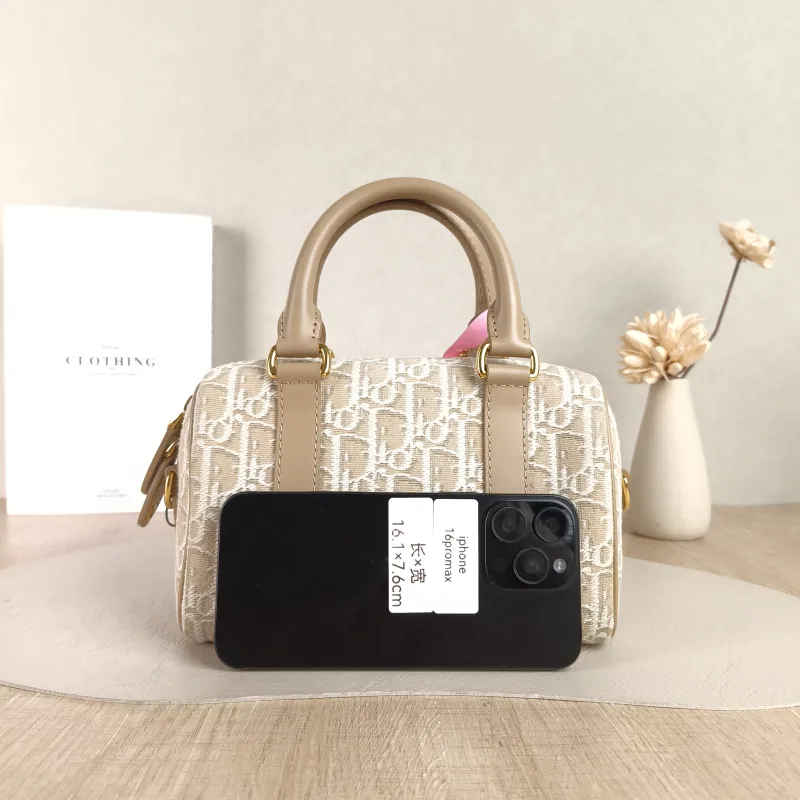 DIOR Shoulder Bag Groove 20 Top Handle Bag Taupe Canvas Small 20.5 × 12 × 13.5 cm — cover view 3 of 5