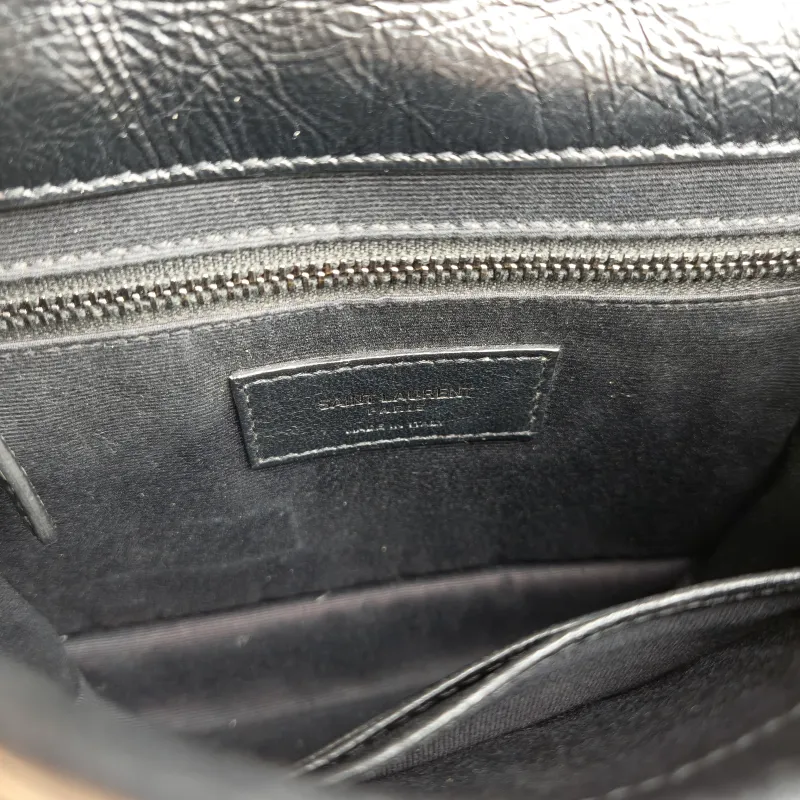 SAINT LAURENT Crossbody Bag Niki Chain Bagwoc Black Waxed Leather Calfskin Mini 19 × 5 × 16 cm — detail view 8 of 11