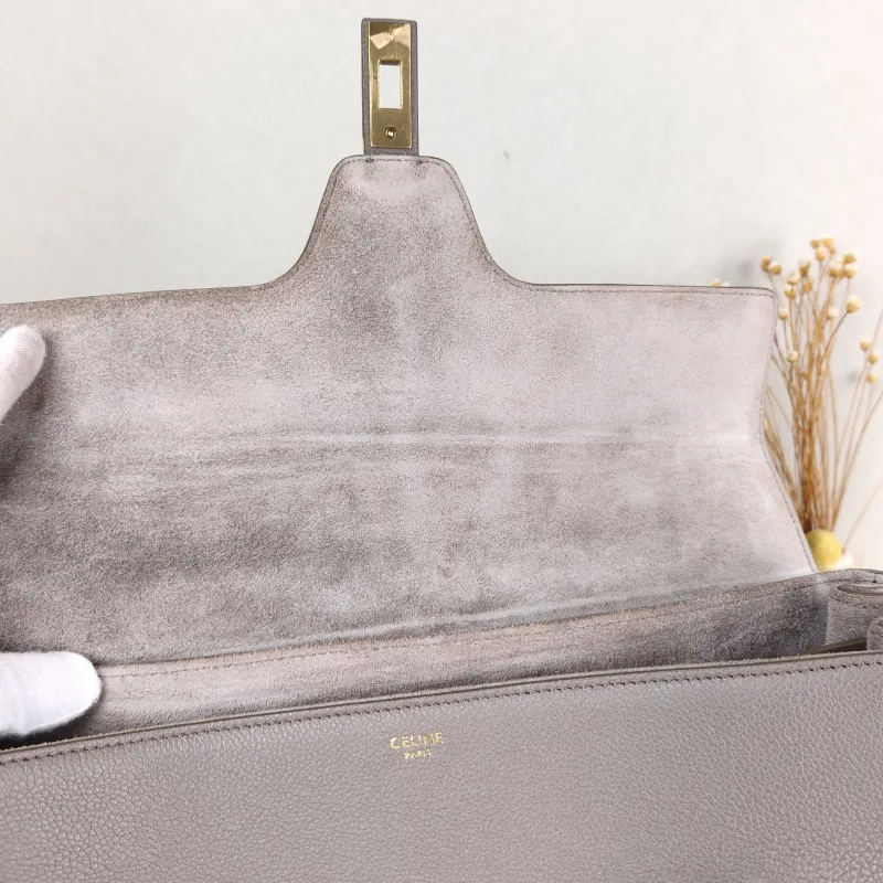 CELINE Shoulder Bag Soft 16Shoulder Bag Grey Calfskin Medium 32 × 15 × 24 cm — detail view 6 of 10