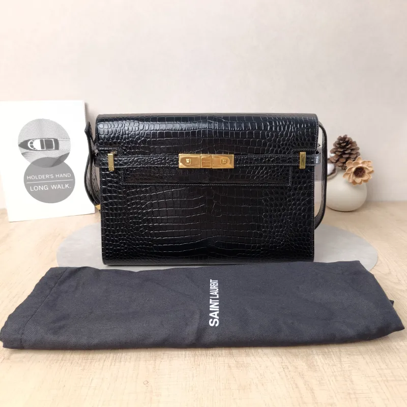 SAINT LAURENT Shoulder Bag MANHATTAN Black Calfskin Medium29 × 7.5 × 20 cm — cover view 3 of 6