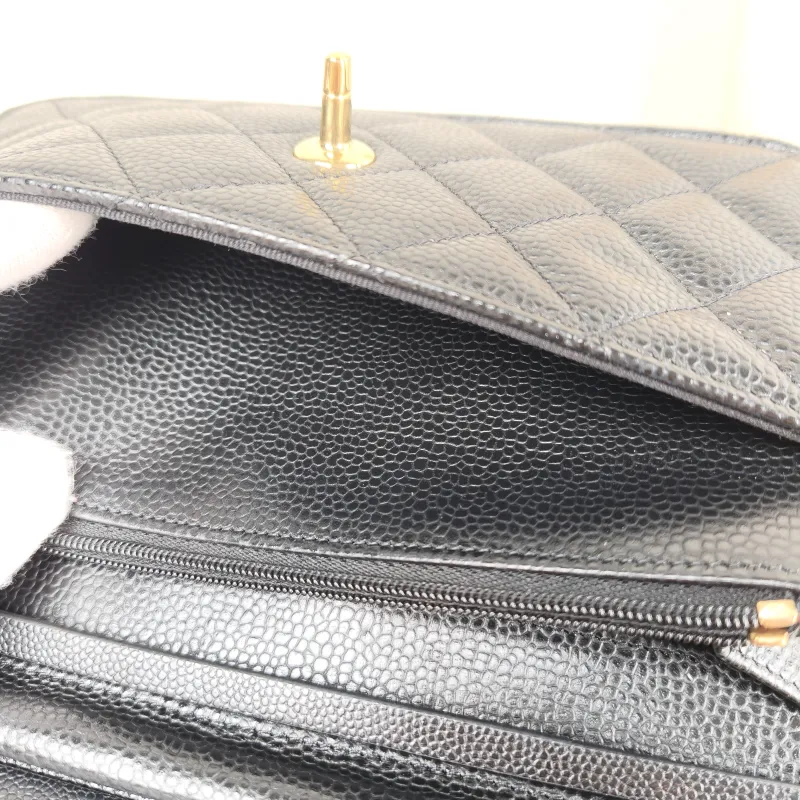 Chanel Crossbody Bag Classic Flap WOC CF WOCWOC Bag Black Grained Calfskin Mini 19.2 × 3.5 × 12.3 cm — detail view 9 of 13