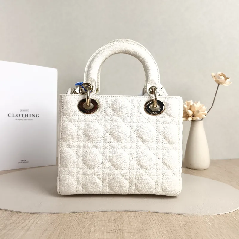 DIOR Top Handle Bag Lady Lady Dior Bag White Grained Calfskin Small20 × 8 × 18 cm — cover view 5 of 5