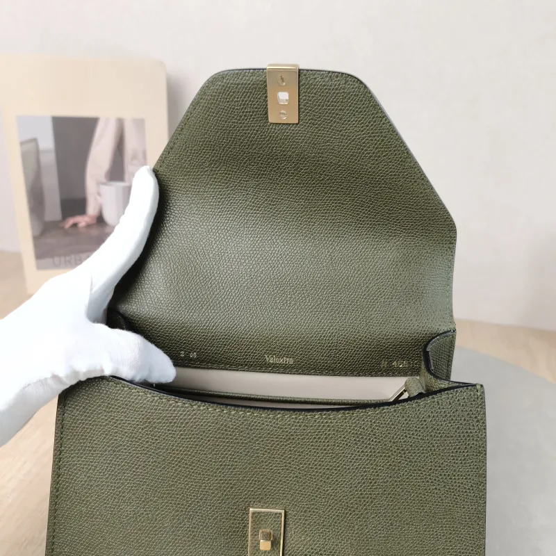Valextra Crossbody Bag lside Top Handle Crossbody Bag Green Calfskin Small 22 × 12 × 16 cm — detail view 12 of 16