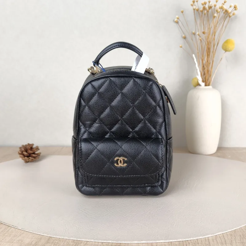 Chanel Crossbody Bag Mini Backpack Crossbody Bag Black Grained Calfskin One Size 13 × 9 × 18 cm