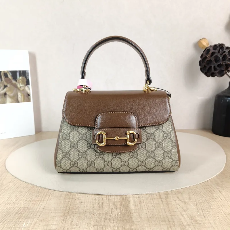 GUCCI Top Handle Bag Horsebit 1955Collection Top Handle Bag Monogram PVC Small 22 × 10.5 × 16 cm