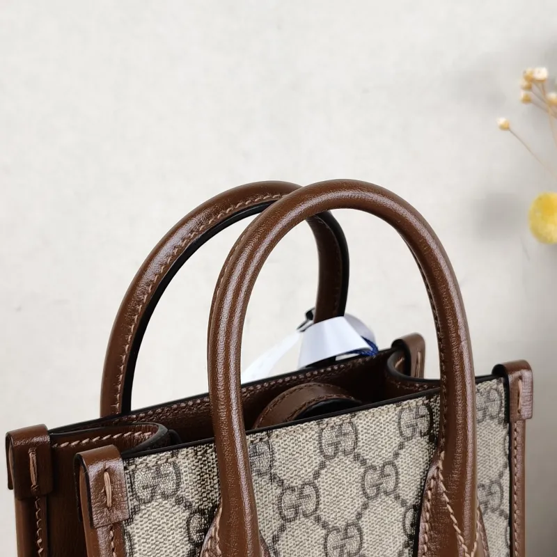 GUCCI Crossbody Bag GG Retro Collection Tote Bag Brown PVC Mini 16 × 7 × 20 cm — detail view 5 of 11