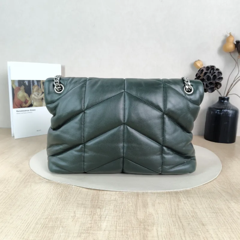 SAINT LAURENT Shoulder Bag PUFFER Green SL ambskin 32 × 13 × 22 cm Conditioned — cover view 6 of 6