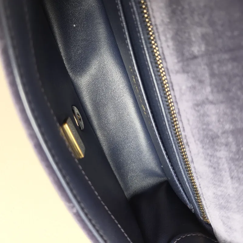 Chanel Crossbody Bag Classic Flap Large Mini CF Mini Blue Velvet mini 20 × 6 × 12 cm — detail view 12 of 13