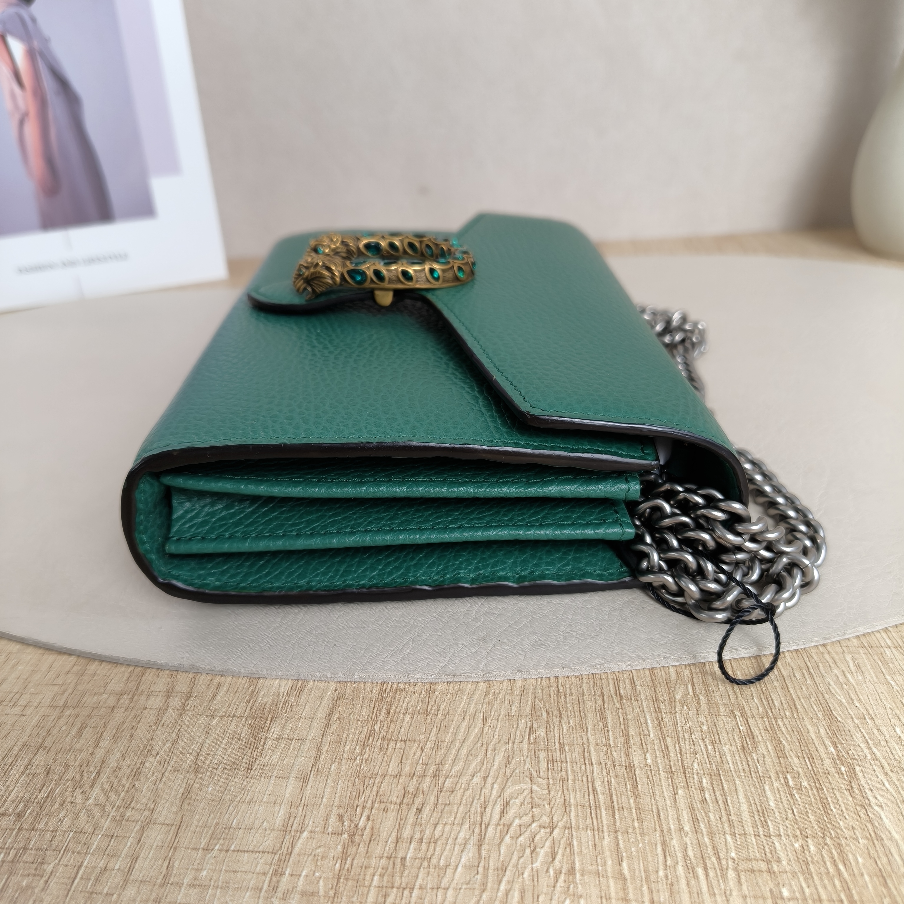 GUCCI Dionysus Wallet woc mini Green Calfskin · Dust Bag Shoulder Strap · 20 × 6 × 13 cm — cover view 7 of 11