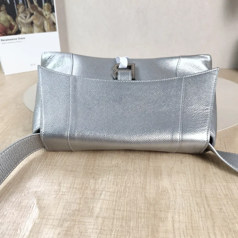BALENCIAGA Shoulder Bag DOWNTOWN Silver Calfskin Small 30 × 10 × 17.5 cm — detail view 1 of 11